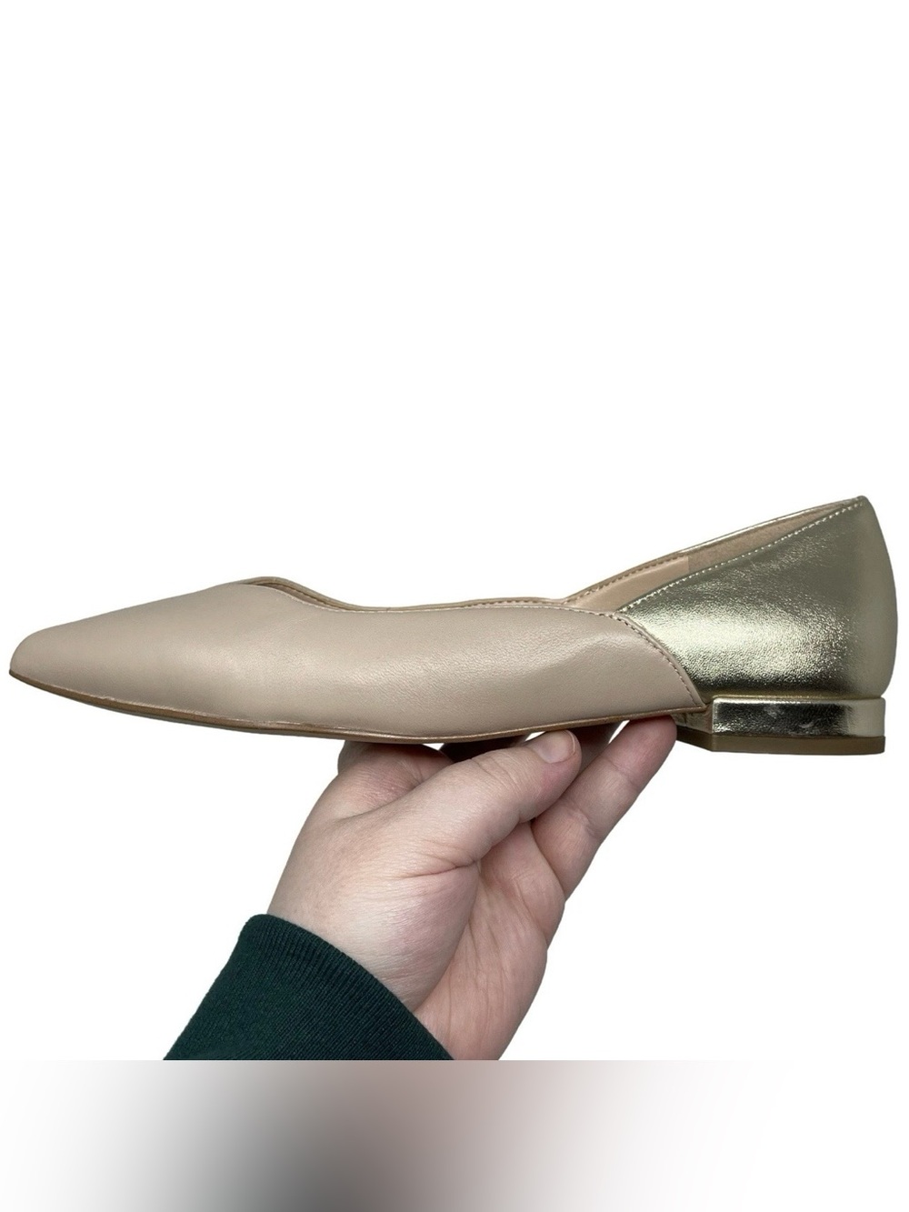 Talbots “Portia” Nude & Gold Metallic Back Nappa Leather Flats Women’s Size 7M - Picture 12 of 15